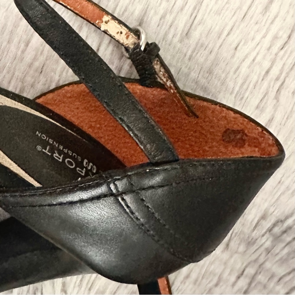 Rockport Open Toe Heels in Black Leather Size 8.5M - Picture 7 of 10